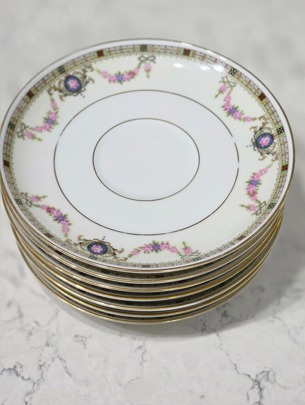 Set of 2 Antique Eamag Alt Schönwald Bavaria Saucers / Small Plates